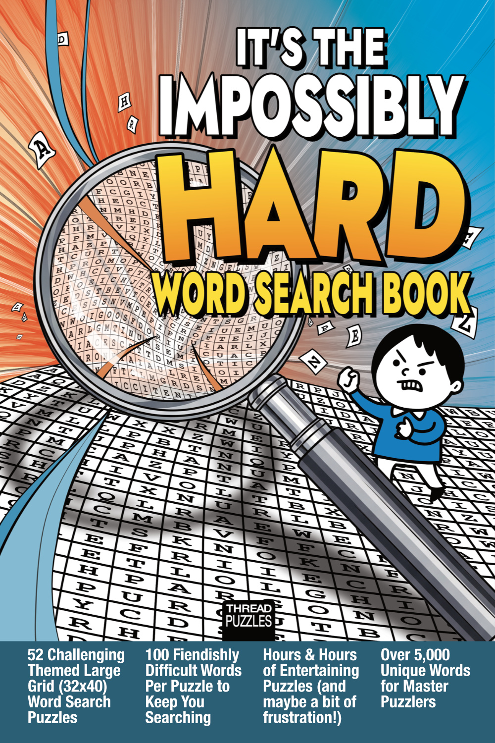 Word search book cover for The Impossibly Hard Word Search Book